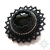Fleur Noire, broszka z onyksem, beading, haft koralikowy / Sol / Biżuteria / Broszki