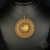 Ensoleillée, złoty medalion z labradorytem, haft koralikowy / Sol / Biżuteria / Wisiory