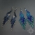 Pawie granatowe, kolczyki z frędzlami, beading / Sol / Biżuteria / Kolczyki