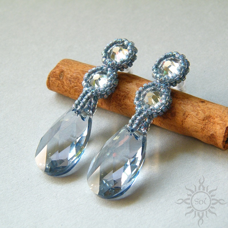 Blue Shade, kolczyki z kryształami Swarovskiego, beading / Sol / Biżuteria / Kolczyki