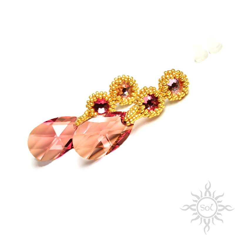 Light Rose, kolczyki z kryształami Swarovskiego, beading / Sol / Biżuteria / Kolczyki