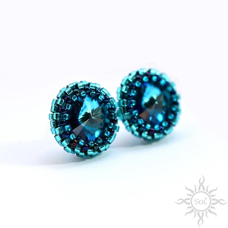 Bermuda blue I, kolczyki z kryształami Swarovskiego, beading / Sol / Biżuteria / Kolczyki