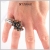 PODWÓJNY - srebrny pierścionek z bursztynami