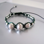 Braided leather  silk bracelet