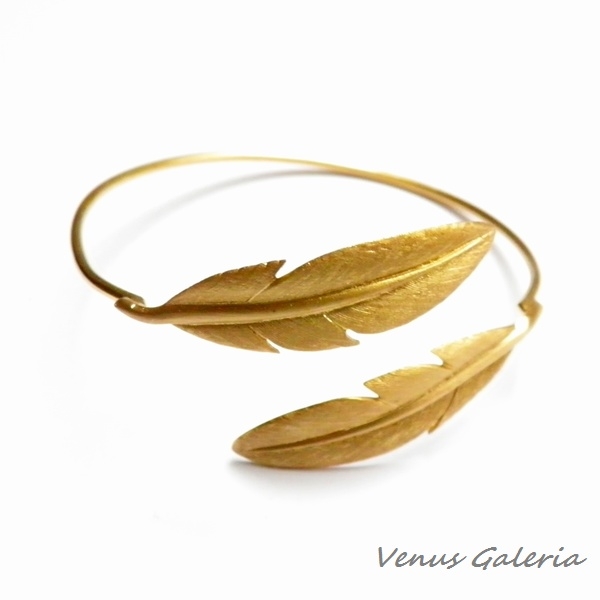 Pióra pozłacane - bransoletka srebrna / VENUS GALERIA / Biżuteria / Bransolety