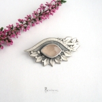 Romantique - srebrna brosza z kwarcem różowym