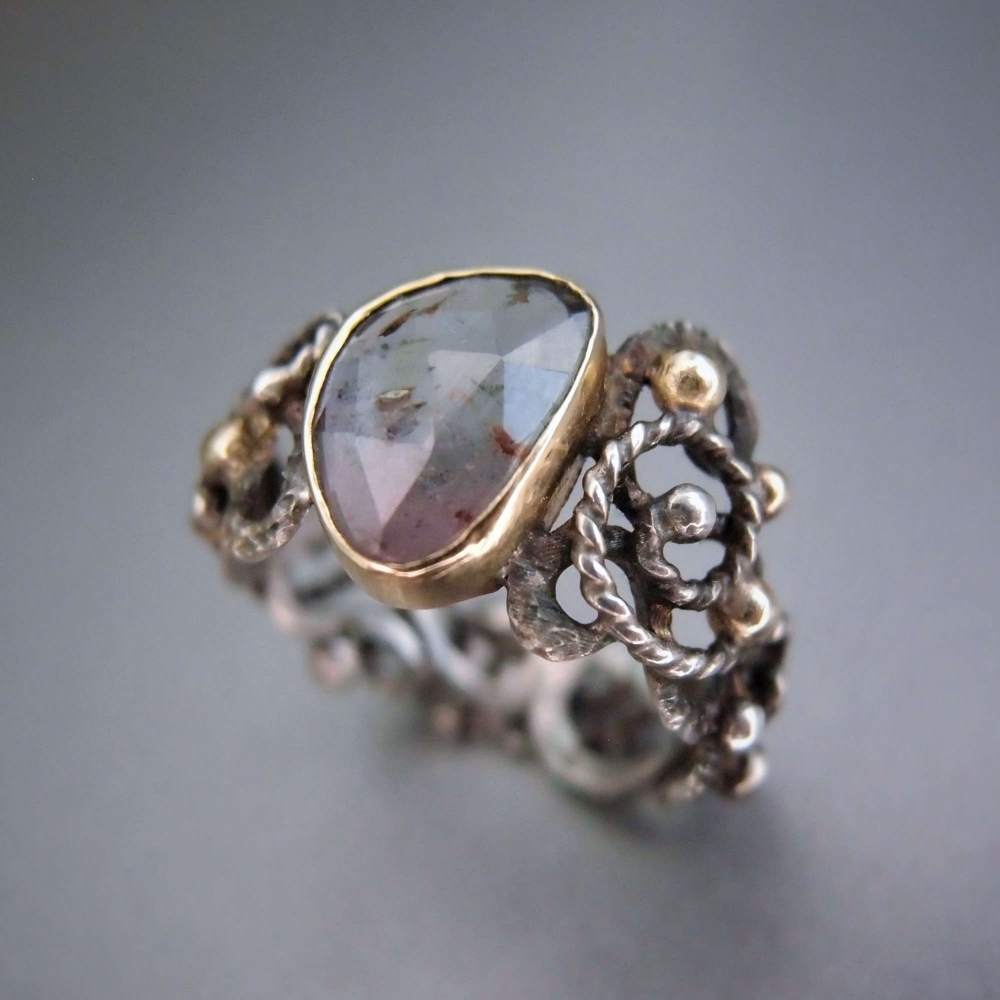 Rainbow lace... asymetryczny pierścionek z turmalinem / lookrecya / Biżuteria / Pierścionki