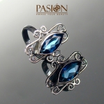 KASHMIR BLUE LALIMA - Srebrny pierścionek z markizą granatowego Kwarcu - PASIÓN w Biżuteria/Pierścionki