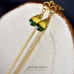 OLIVERI - długie lekkie kolczyki wodospady z zielono-żółtym Kwarcem  - PASIÓN w Biżuteria/Kolczyki
