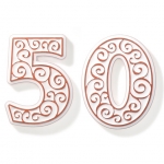 numer domu 50, biały z brązowym ornamentem - pracowniazona w Dekoracja Wnętrz/Ceramika