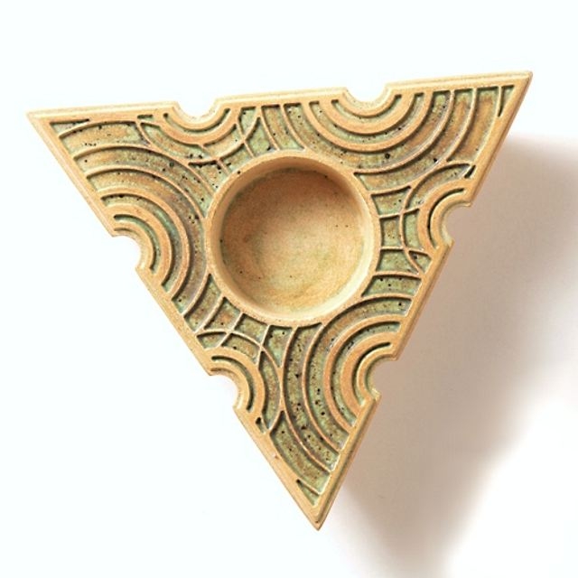 lampion trójkątny, zielono-brązowo-beżowy / pracowniazona / Dekoracja Wnętrz / Ceramika