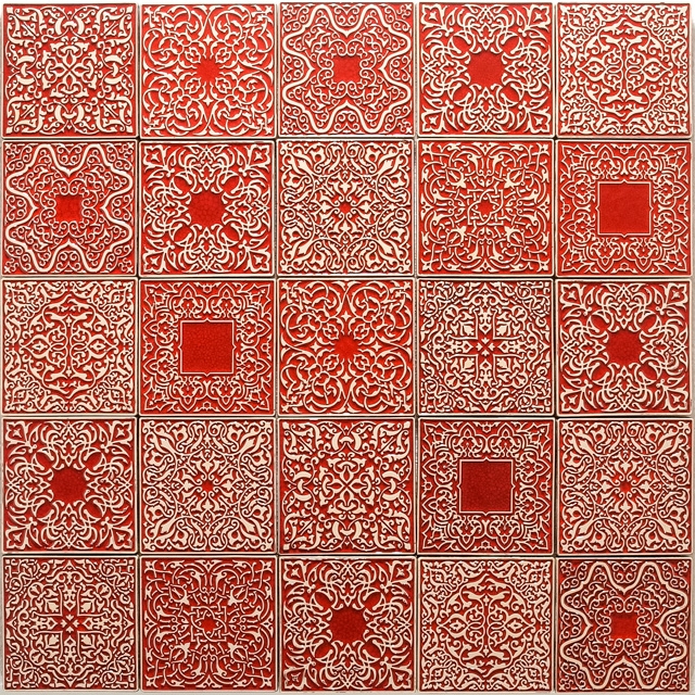 kafle arabeski czerwone, 25 sztuk / pracowniazona / Dekoracja Wnętrz / Ceramika