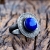 Srebrny pierścionek tribal z naturalnym kamieniem, lapis lazuli / SHAMBALA / Biżuteria / Pierścionki